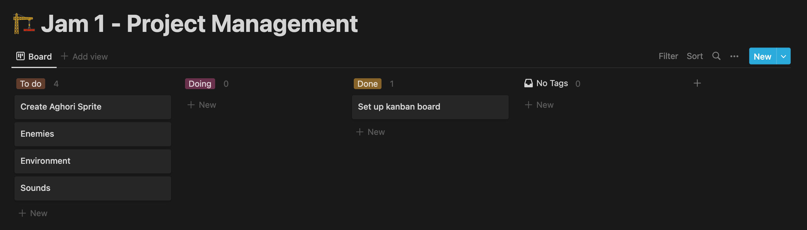 Notion kanban board setup